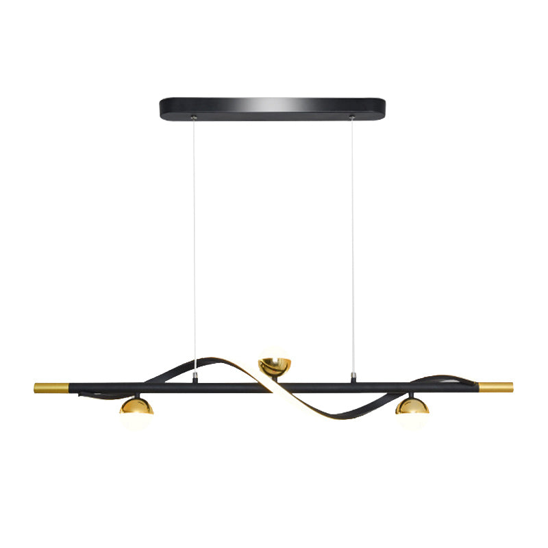 Modern Style Linear Shape Island Lights Glass 3/4 Lights Pendant Light in Black