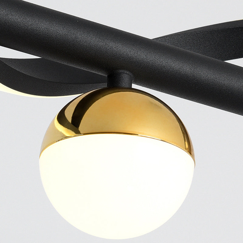 Modern Style Linear Shape Island Lights Glass 3/4 Lights Pendant Light in Black