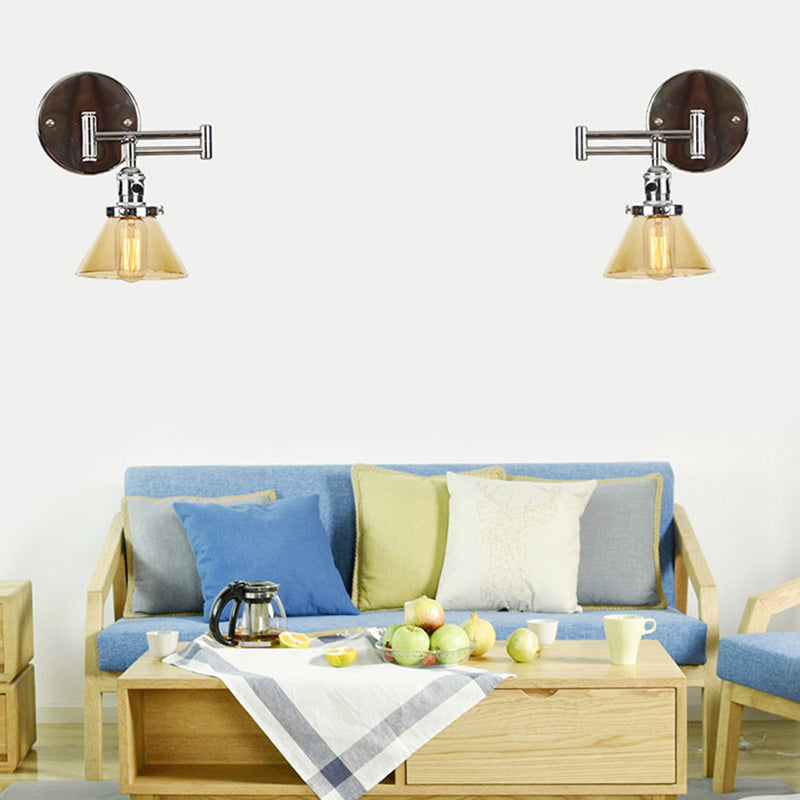 Adjustable Industrial Sconce Light Glass 1-Light Sconce Light Fixture
