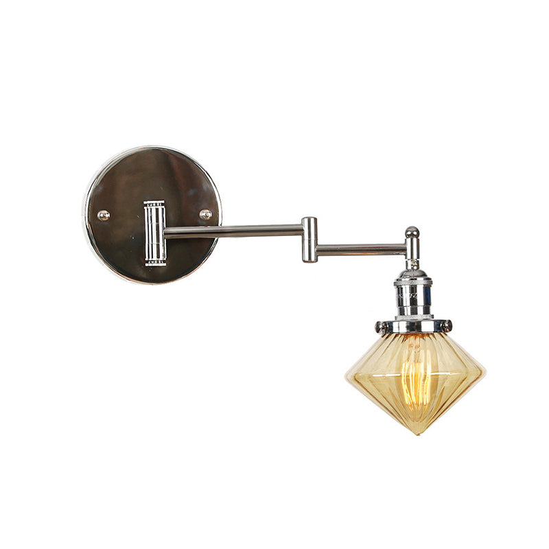 Adjustable Industrial Sconce Light Glass 1-Light Sconce Light Fixture
