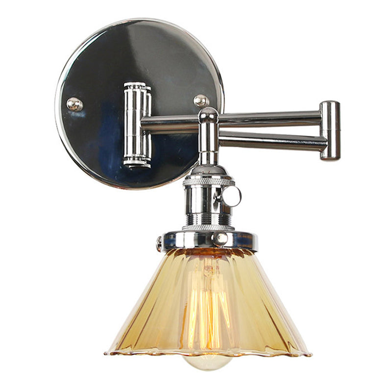 Adjustable Industrial Sconce Light Glass 1-Light Sconce Light Fixture