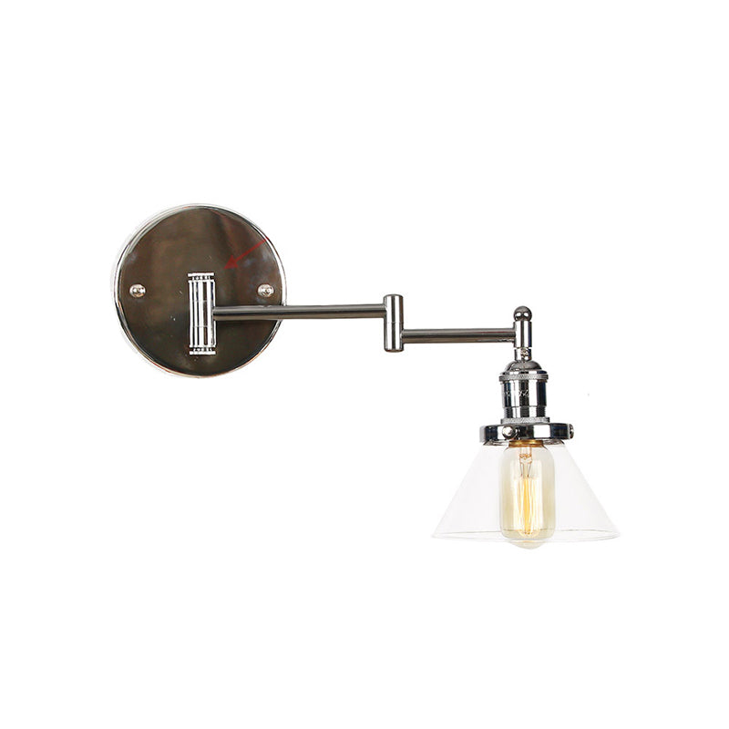 Adjustable Industrial Sconce Light Glass 1-Light Sconce Light Fixture