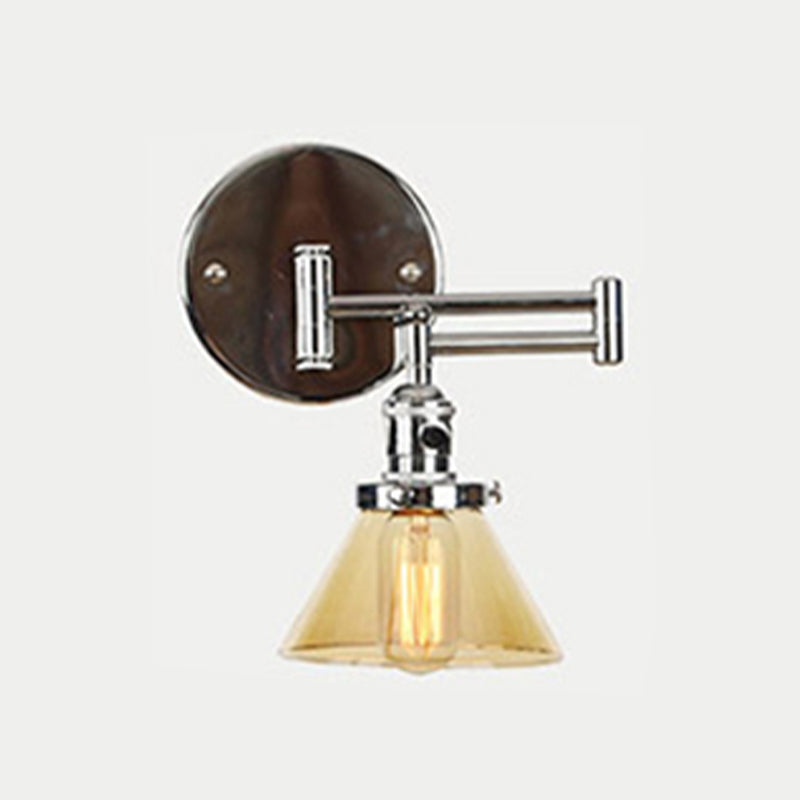 Adjustable Industrial Sconce Light Glass 1-Light Sconce Light Fixture