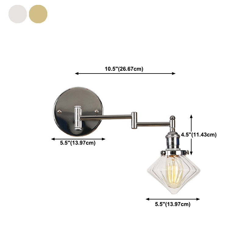 Adjustable Industrial Sconce Light Glass 1-Light Sconce Light Fixture