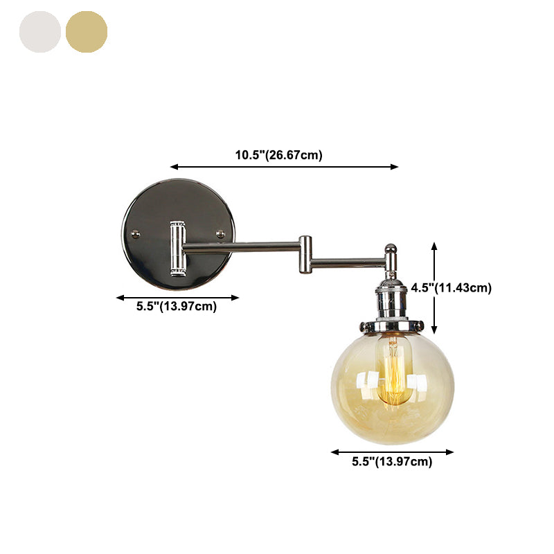 Adjustable Industrial Sconce Light Glass 1-Light Sconce Light Fixture