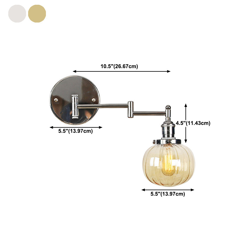 Adjustable Industrial Sconce Light Glass 1-Light Sconce Light Fixture