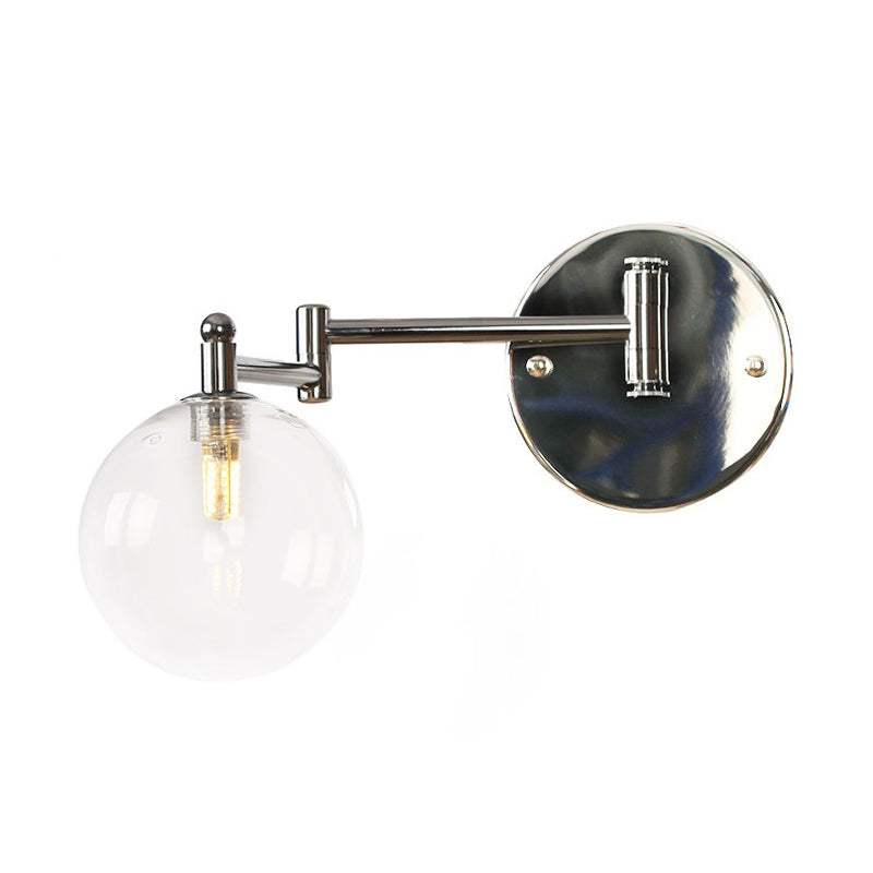 Adjustable Industrial Globe Sconce Glass 1-Light Sconce Light