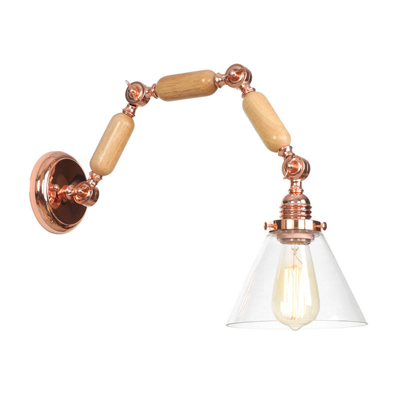 Adjustable Industrial Wall Light Glass 1-Light Wall Light Fixture