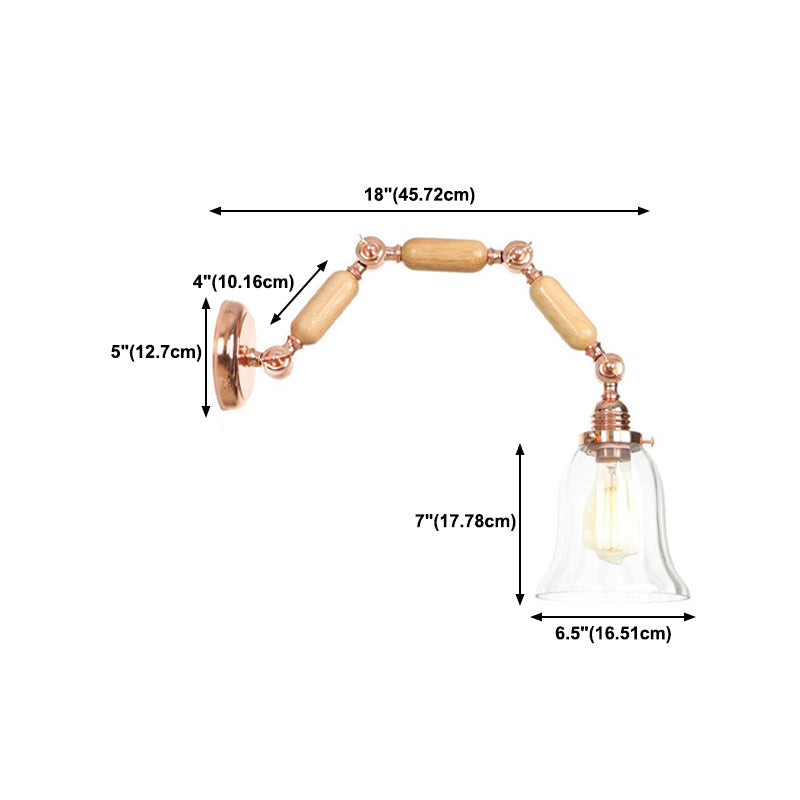 Adjustable Industrial Wall Light Glass 1-Light Wall Light Fixture