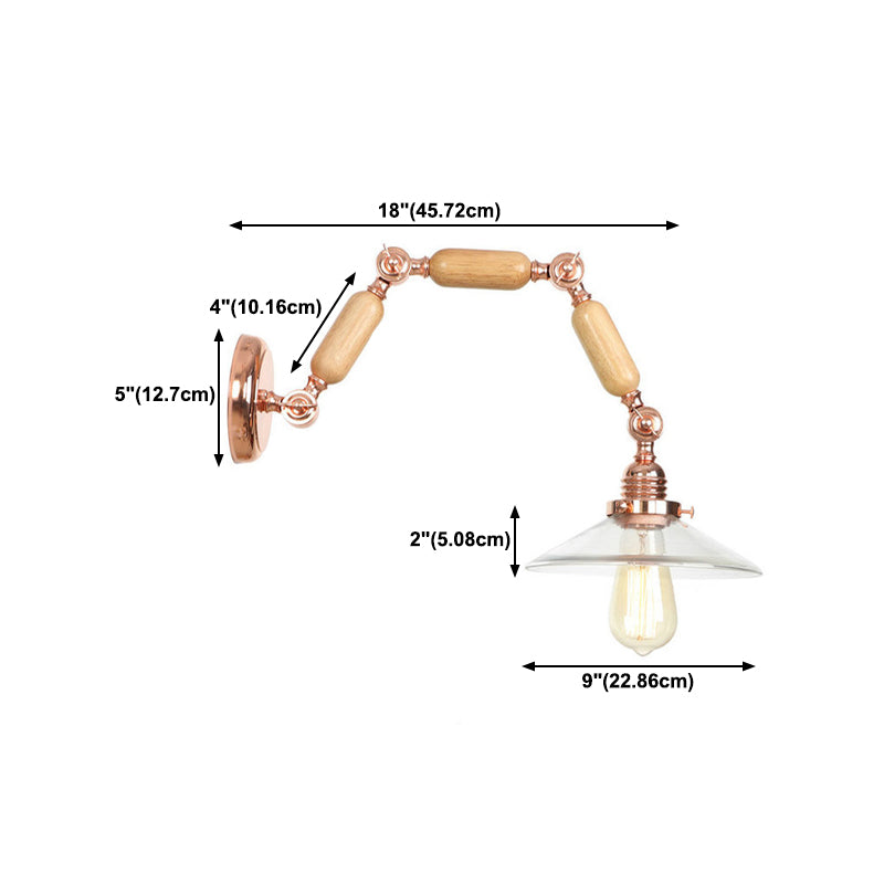 Adjustable Industrial Wall Light Glass 1-Light Wall Light Fixture