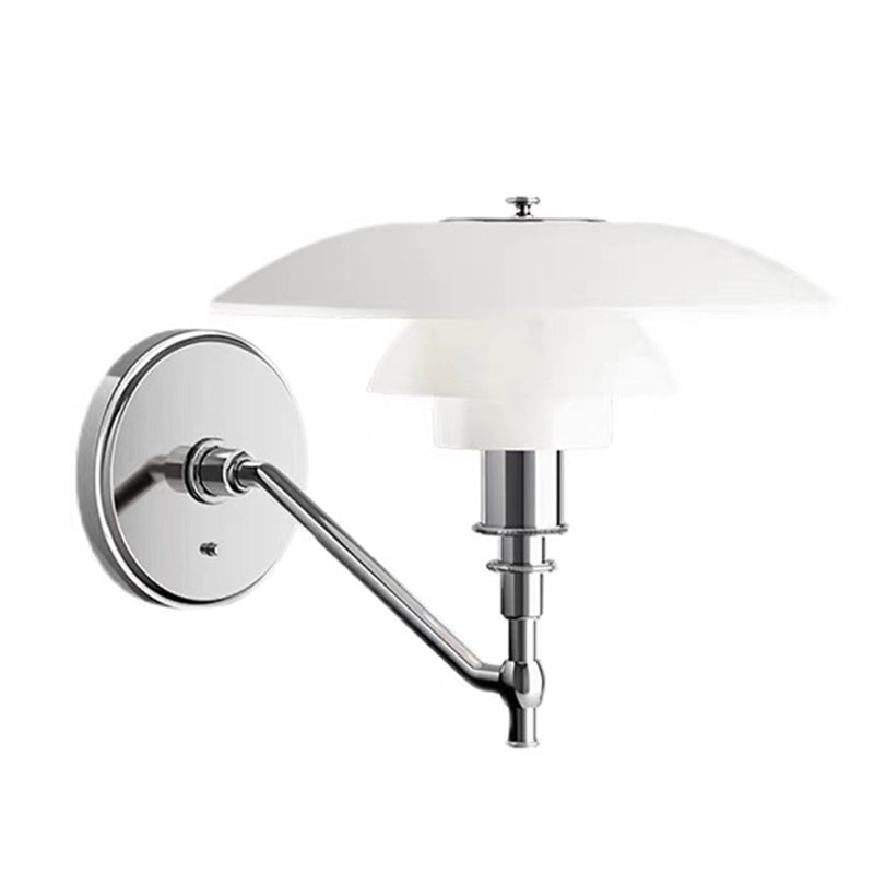 Modern Metal Wall Lamp 1-Light Wall Mount Lamp with Glass Shade for Bedroom