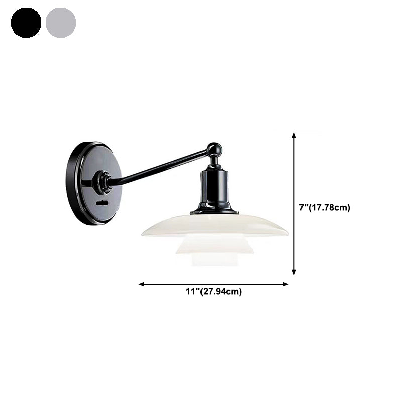 Modern Metal Wall Lamp 1-Light Wall Mount Lamp with Glass Shade for Bedroom
