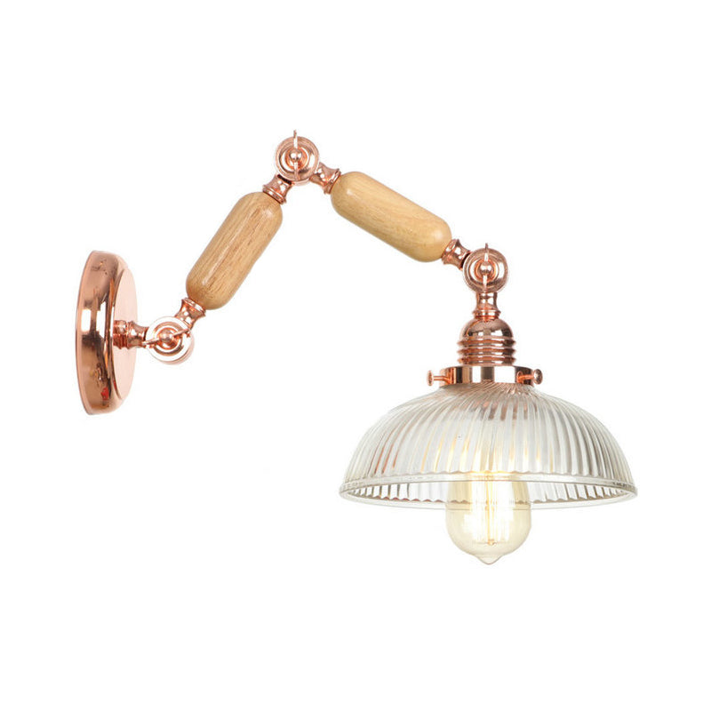 Adjustable Industrial Wall Light Fixture Glass 1-Light Wall Light
