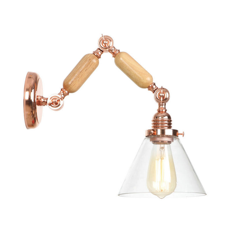 Adjustable Industrial Wall Light Fixture Glass 1-Light Wall Light