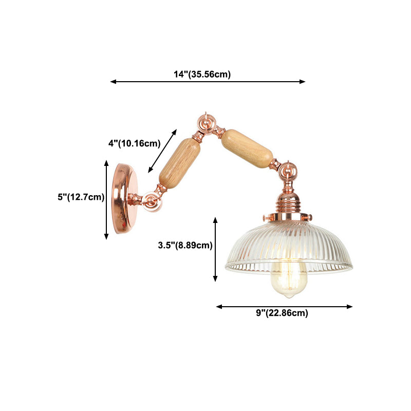 Adjustable Industrial Wall Light Fixture Glass 1-Light Wall Light