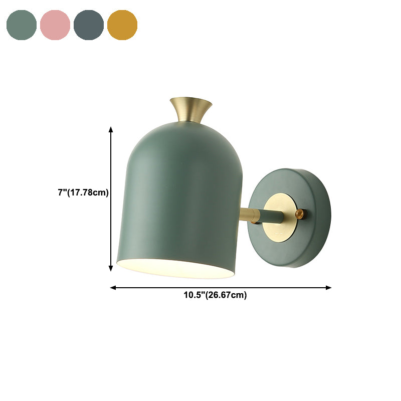 Macaron Style Wall Lamp 1-Light Wall Mount Lamp with Metal Shade for Bedroom