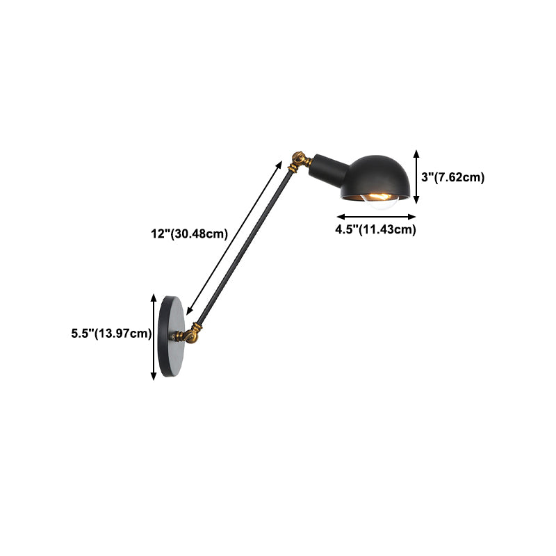 Adjustable Industrial Dome Wall Light Metal 1-Light Wall Lights