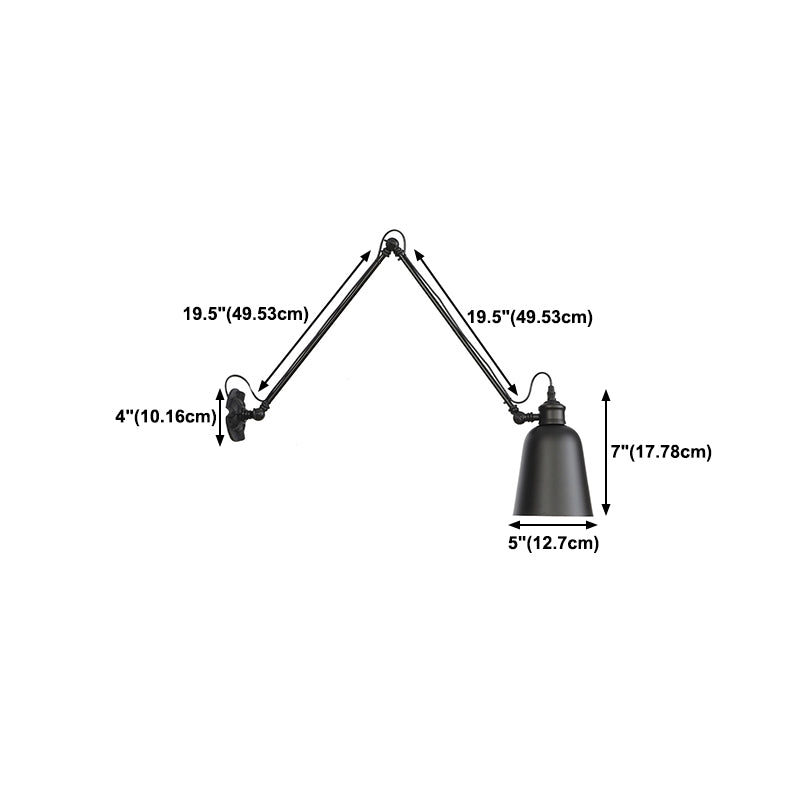Adjustable Industrial Bell Wall Lights Metal 1-Light Wall Light Fixture