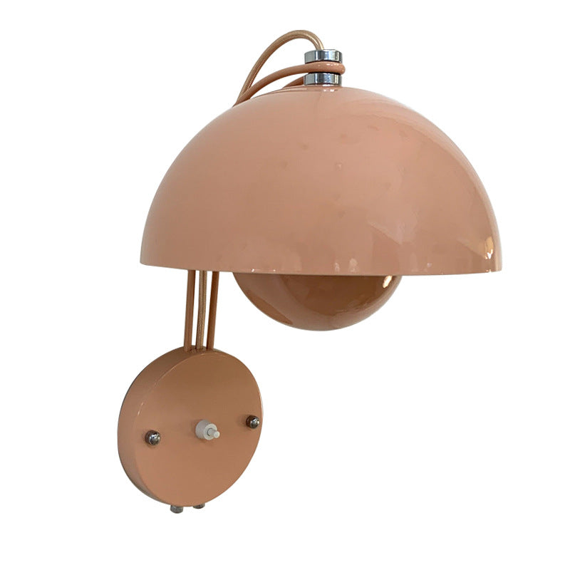 1-Light Wall Lamp Macaron Style Wall Mount Lamp with Metal Shade for Aisle