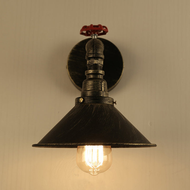 Industrial Style Cone Shape Wall Lamp Metal 1 Sconce Light in Bronze Wall Sconce