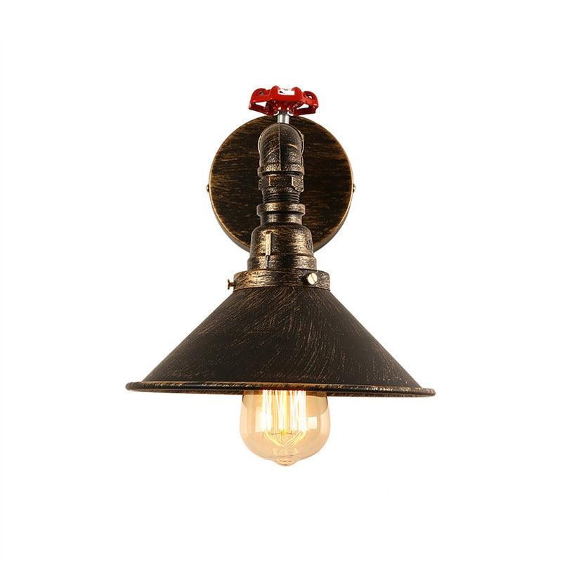 Industrial Style Cone Shape Wall Lamp Metal 1 Sconce Light in Bronze Wall Sconce