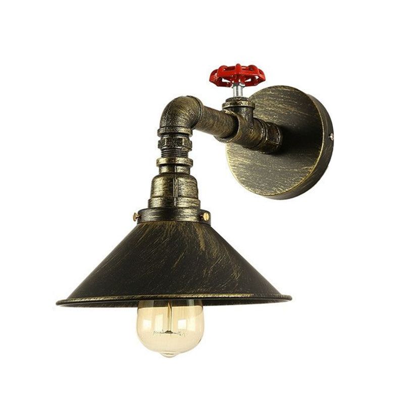 Industrial Style Cone Shape Wall Lamp Metal 1 Sconce Light in Bronze Wall Sconce