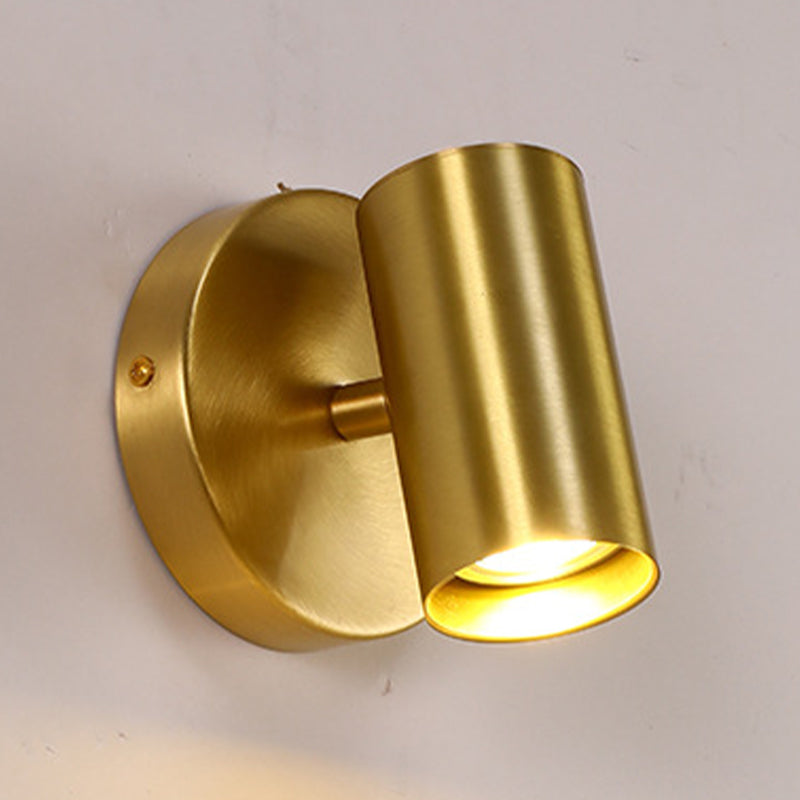 Modern Style Cylinder Shape Wall Sconce Metal 1 Sconce Light in Gold