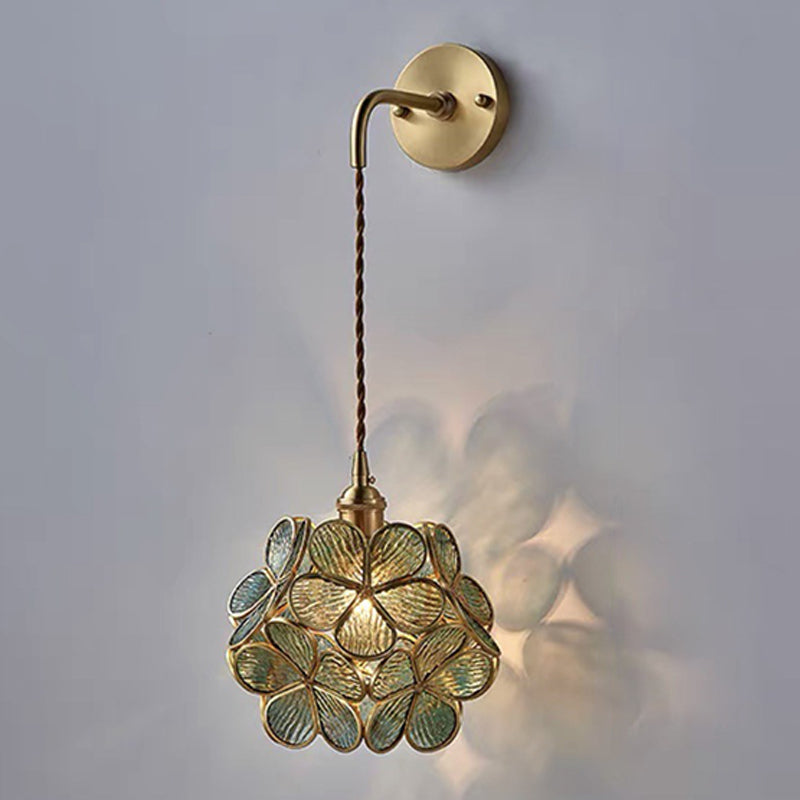 Modern Flower Sconce Glass 1-Light Sconce Light Fixture for Bedroom