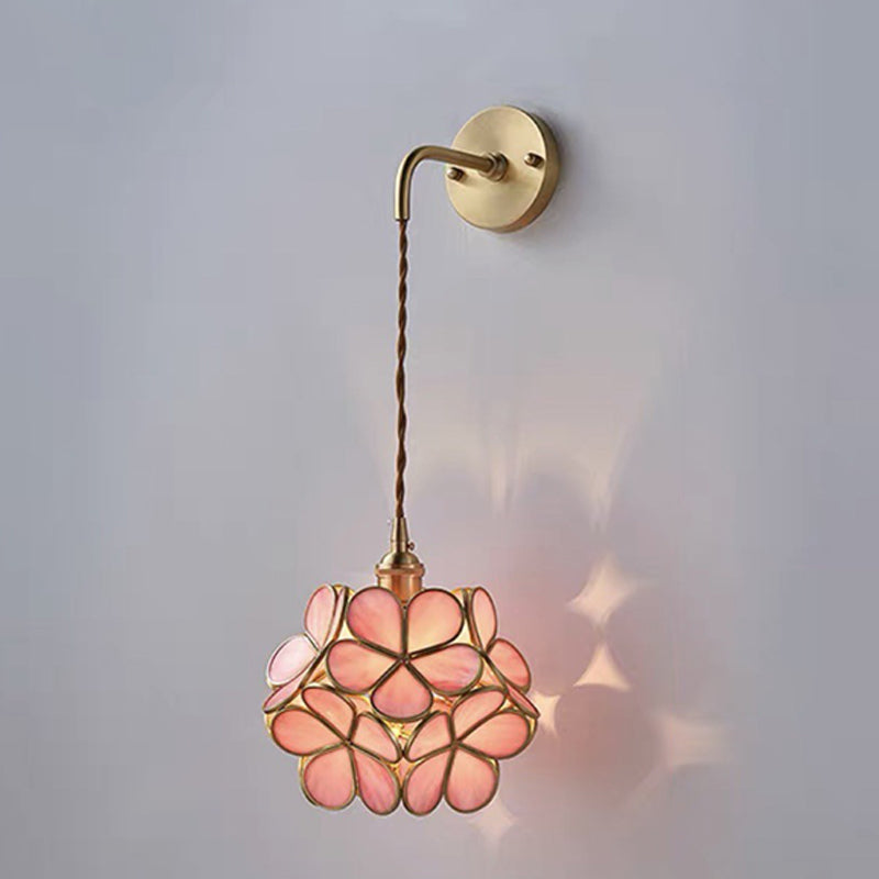 Modern Flower Sconce Glass 1-Light Sconce Light Fixture for Bedroom