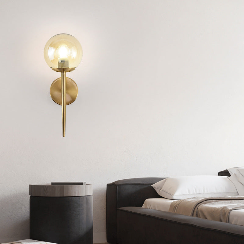 Modern Globe Sconce Light Fixture Glass 1-Light Wall Light for Living Room