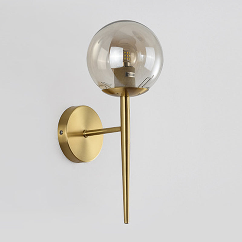 Modern Globe Sconce Light Fixture Glass 1-Light Wall Light for Living Room