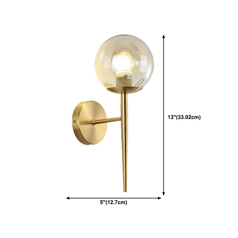 Modern Globe Sconce Light Fixture Glass 1-Light Wall Light for Living Room