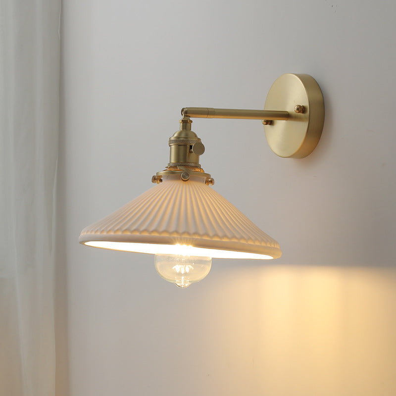 Industrial Style Tapered Shape Wall Sconce Ceramic 1 Sconce Light in White