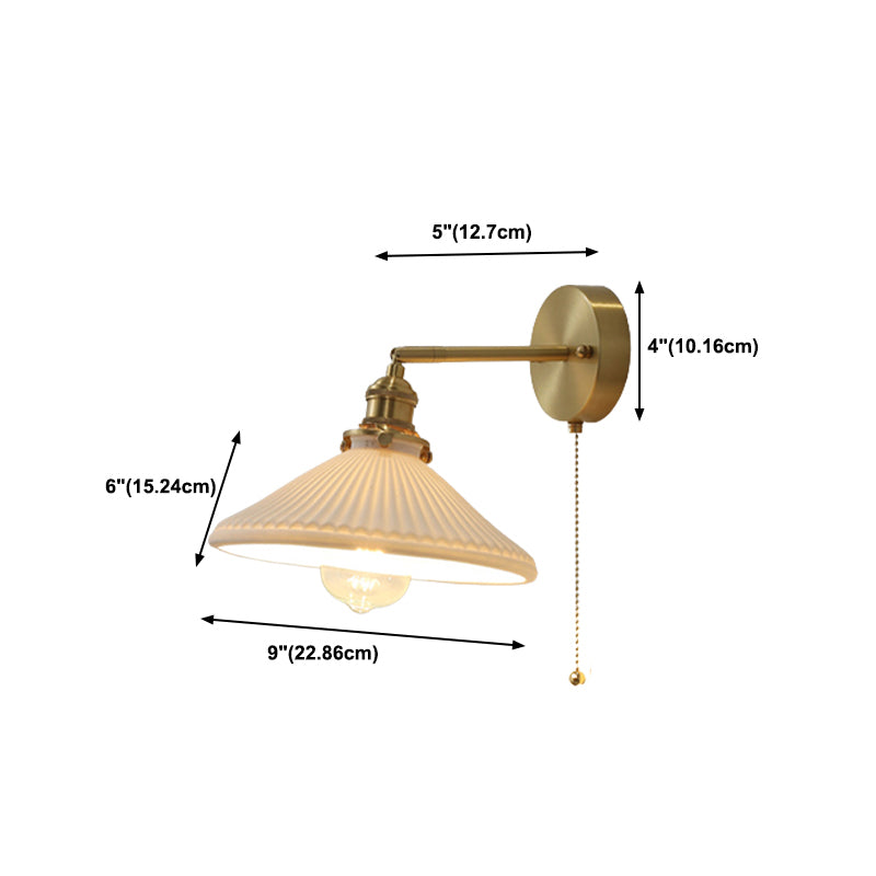 Industrial Style Tapered Shape Wall Sconce Ceramic 1 Sconce Light in White