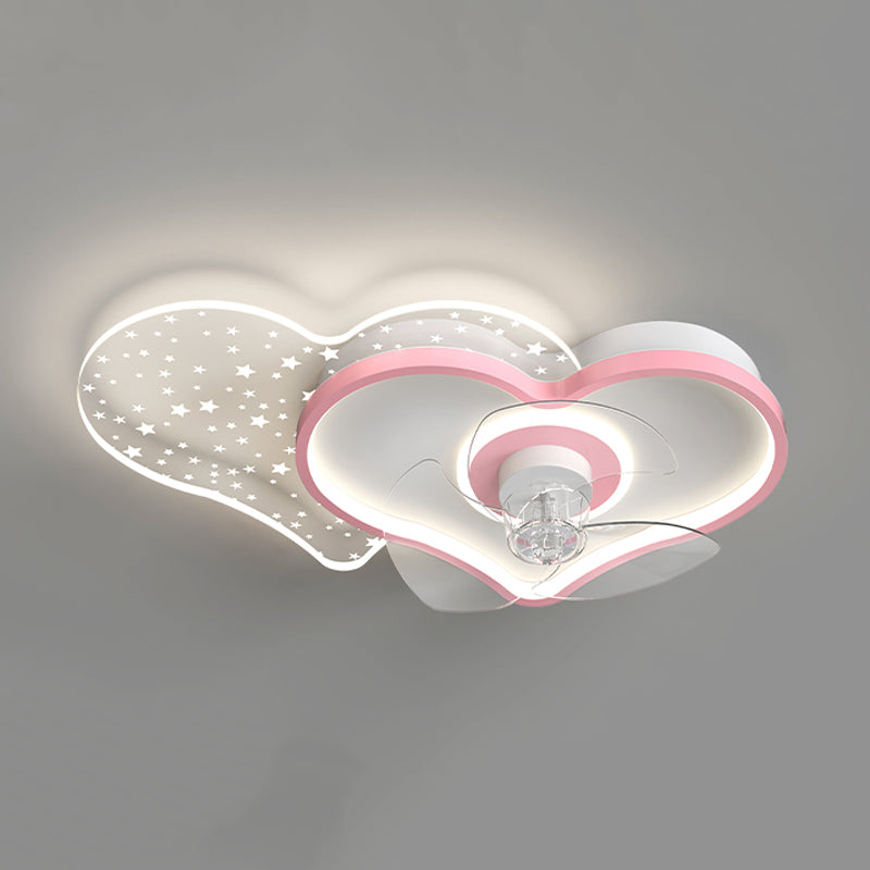 3-Blade Metal Ceiling Fan Children Blue/Pink Fan with Light for Room