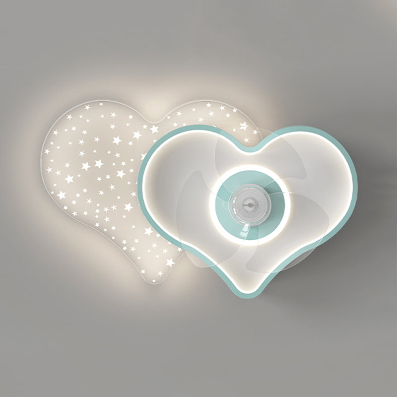 3-Blade Metal Ceiling Fan Children Blue/Pink Fan with Light for Room