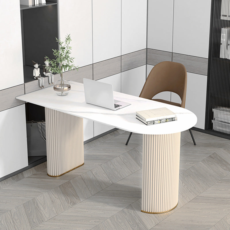 Contemporary Oval Marble Office Desk for Home or Office Writing Desk