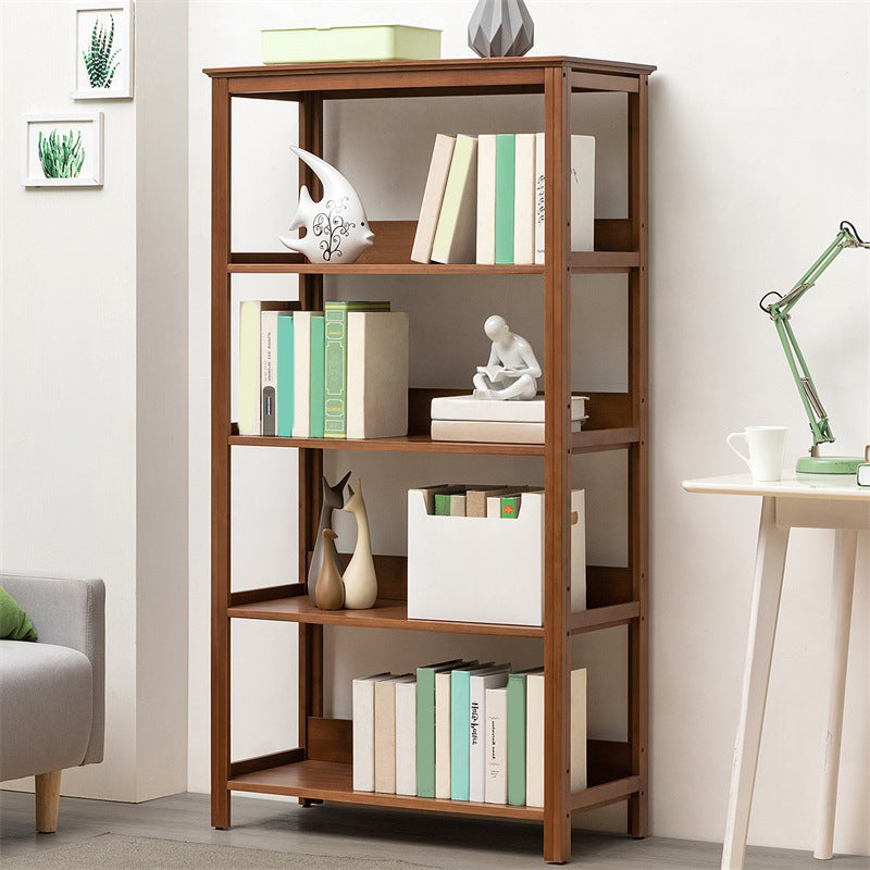 Modern Brown Vertical Book Shelf Bamboo Etagere Open Shelf for Home