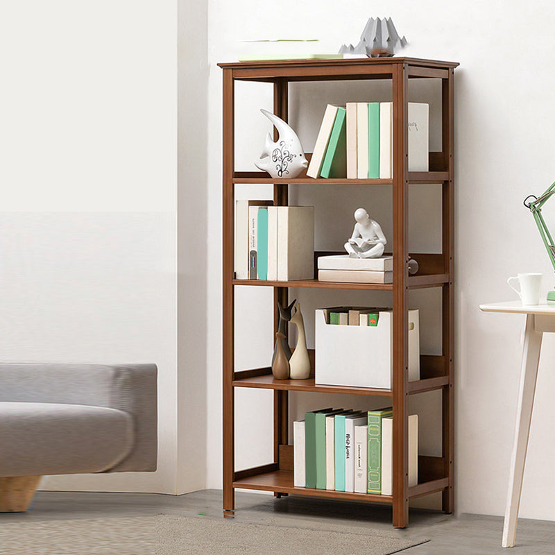 Modern Brown Vertical Book Shelf Bamboo Etagere Open Shelf for Home