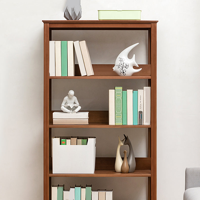 Modern Brown Vertical Book Shelf Bamboo Etagere Open Shelf for Home