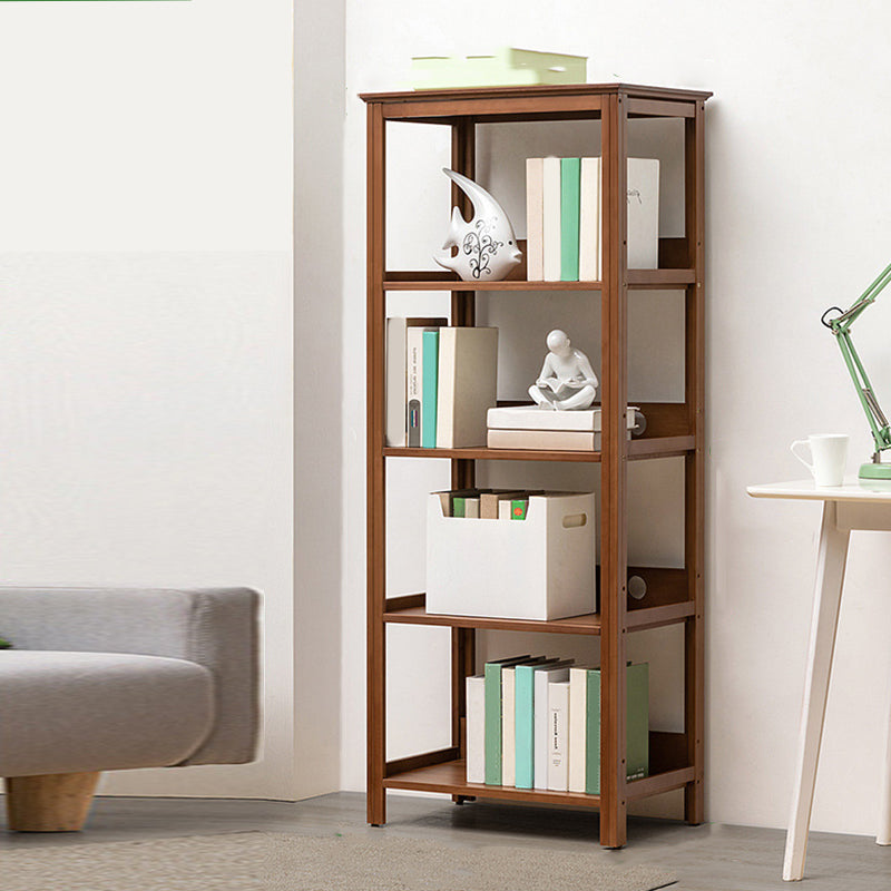 Modern Brown Vertical Book Shelf Bamboo Etagere Open Shelf for Home