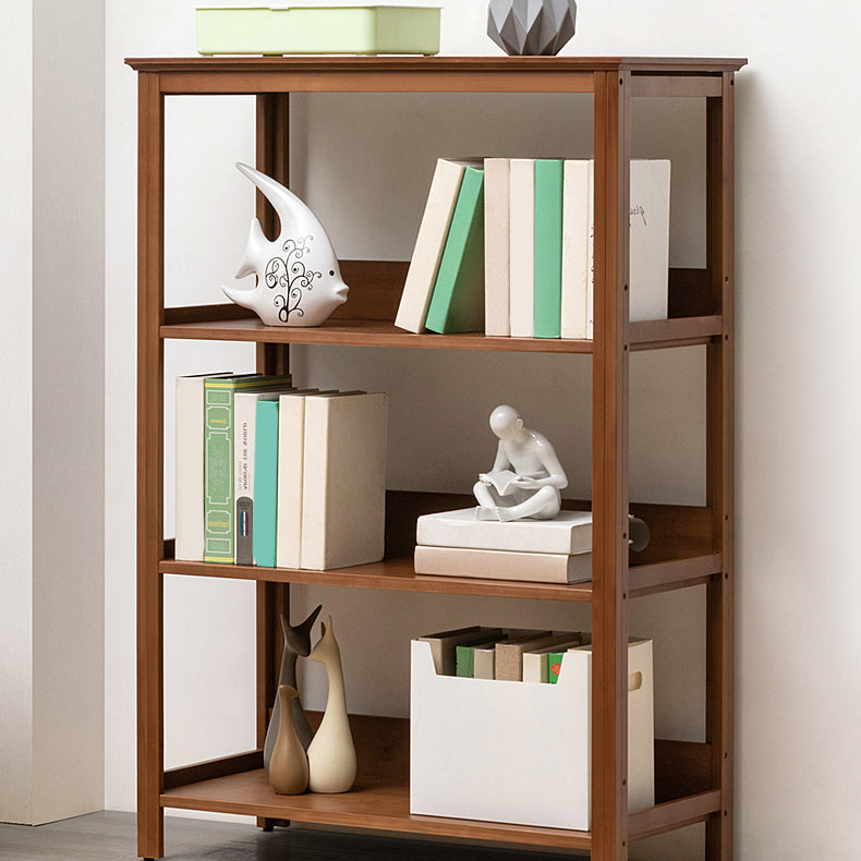 Modern Brown Vertical Book Shelf Bamboo Etagere Open Shelf for Home