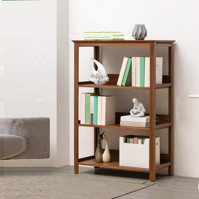Modern Brown Vertical Book Shelf Bamboo Etagere Open Shelf for Home