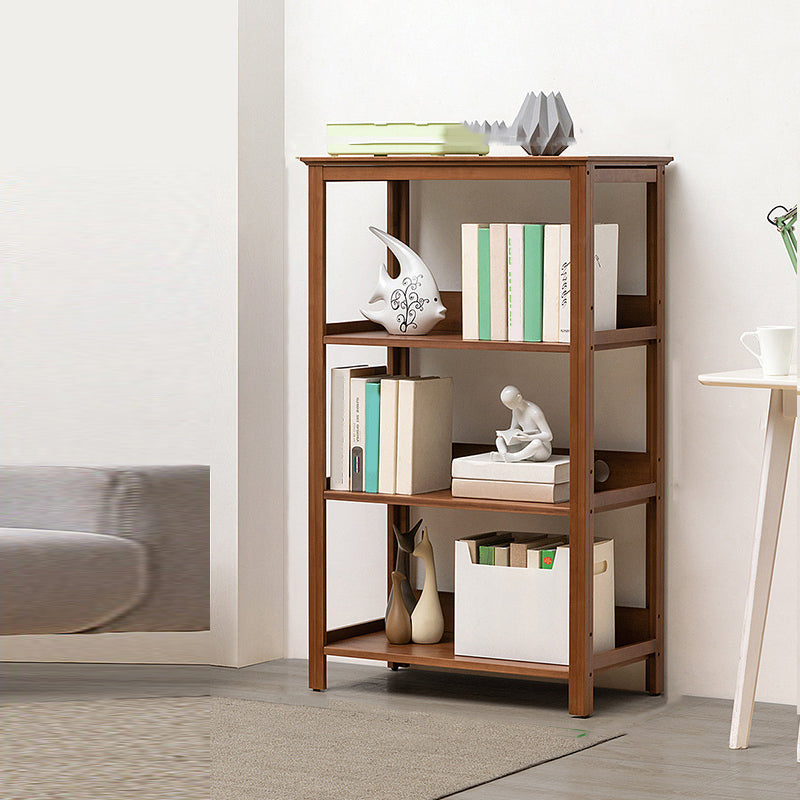 Modern Brown Vertical Book Shelf Bamboo Etagere Open Shelf for Home