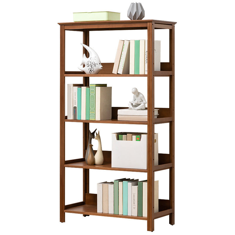 Modern Brown Vertical Book Shelf Bamboo Etagere Open Shelf for Home