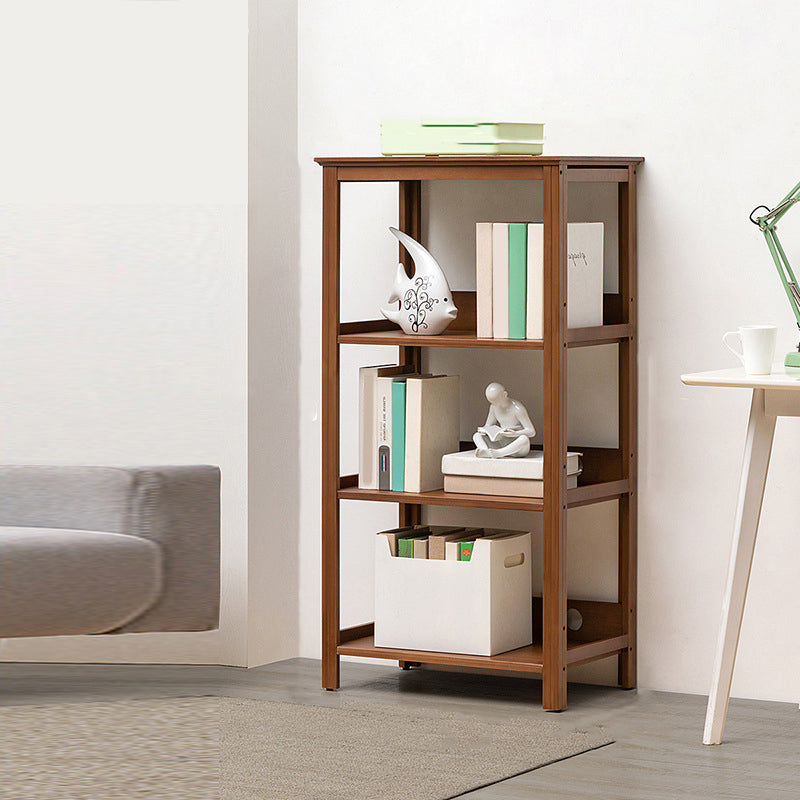 Modern Brown Vertical Book Shelf Bamboo Etagere Open Shelf for Home