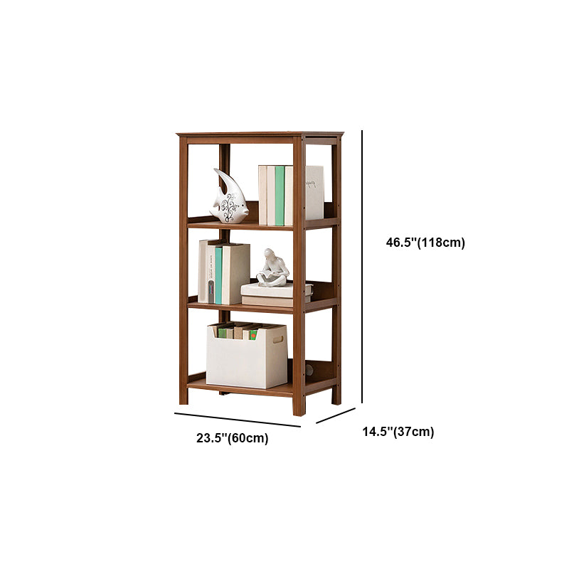 Modern Brown Vertical Book Shelf Bamboo Etagere Open Shelf for Home