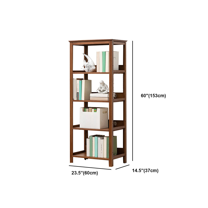 Modern Brown Vertical Book Shelf Bamboo Etagere Open Shelf for Home