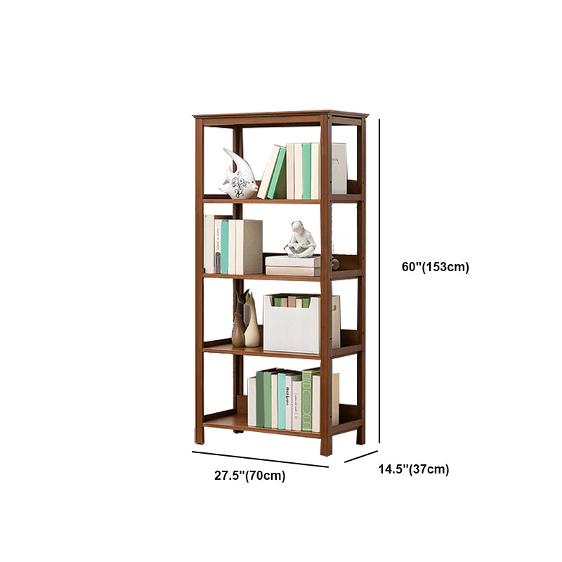 Modern Brown Vertical Book Shelf Bamboo Etagere Open Shelf for Home