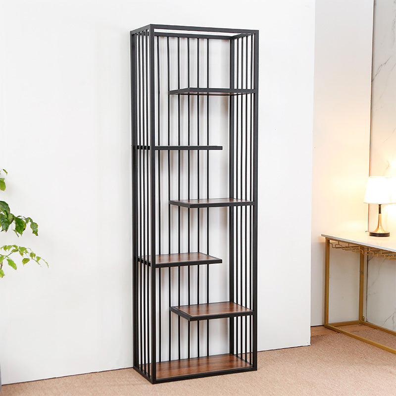 Light Luxury Standard Shelf Bookcase Metal 6-Tier Open Back Shelf
